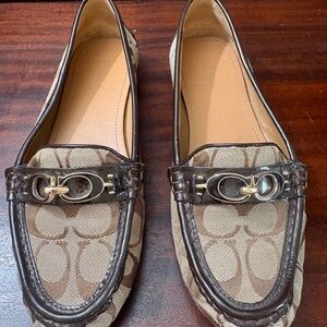 Coach Tan and Brown Signature Loafers